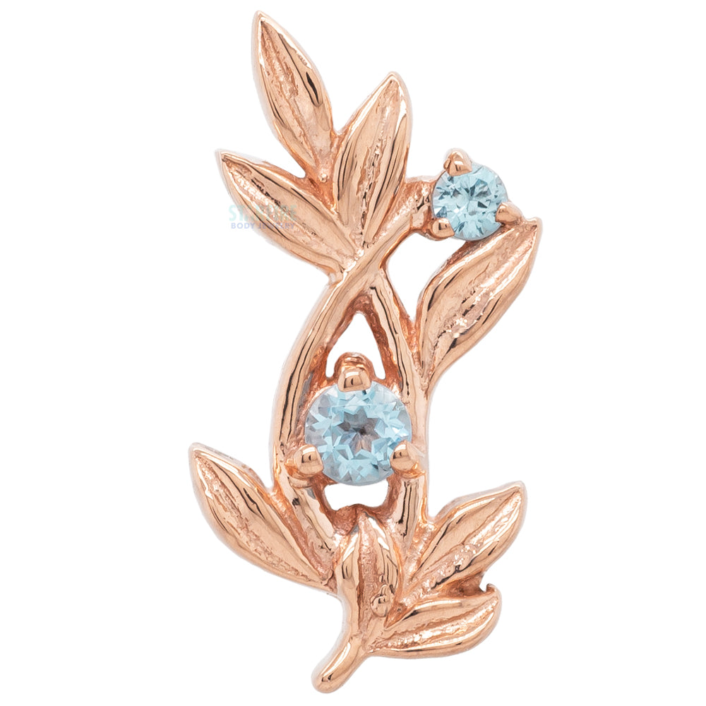 "Jessamine" Threaded End in Gold & Platinum with Swiss Blue Topaz'