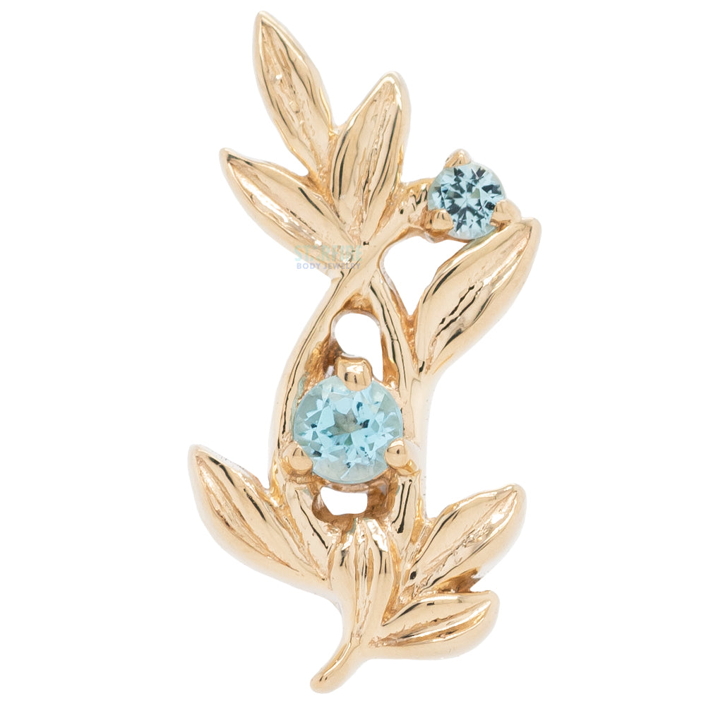 "Jessamine" Threaded End in Gold & Platinum with Swiss Blue Topaz'