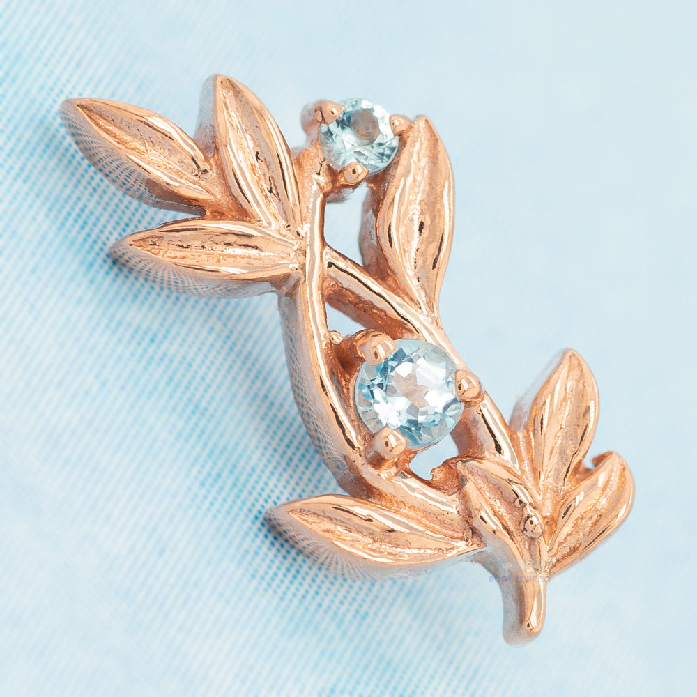"Jessamine" Threaded End in Gold & Platinum with Swiss Blue Topaz'