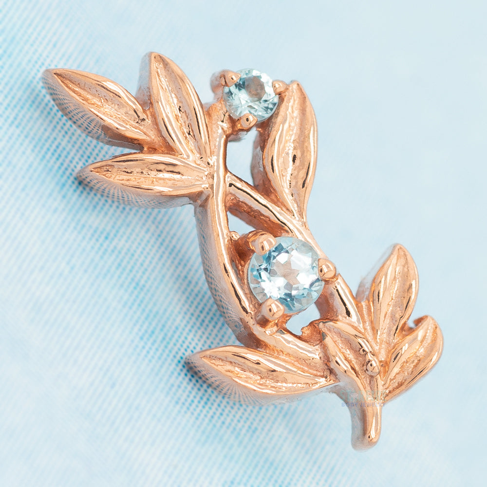 "Jessamine" Threaded End in Gold with Swiss Blue Topaz'