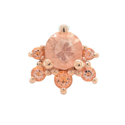 "Anaya" Threaded End in Gold with Oregon Sunstone, Peach Topaz' & Champagne Sapphires