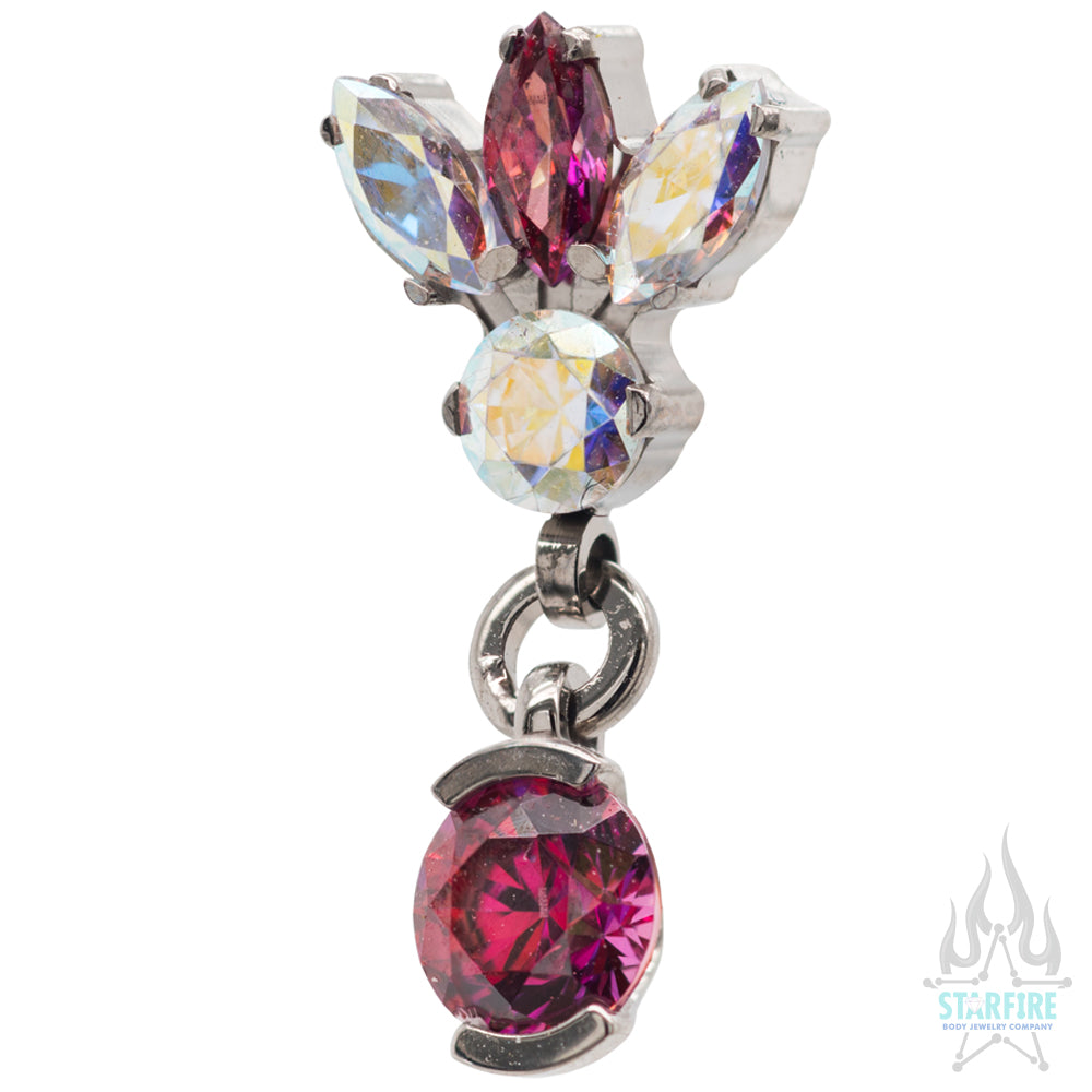 threadless: Marquise Fan with Round Faceted Gem with 2 Prong-Set Faceted Gem Dangle End - custom color combos