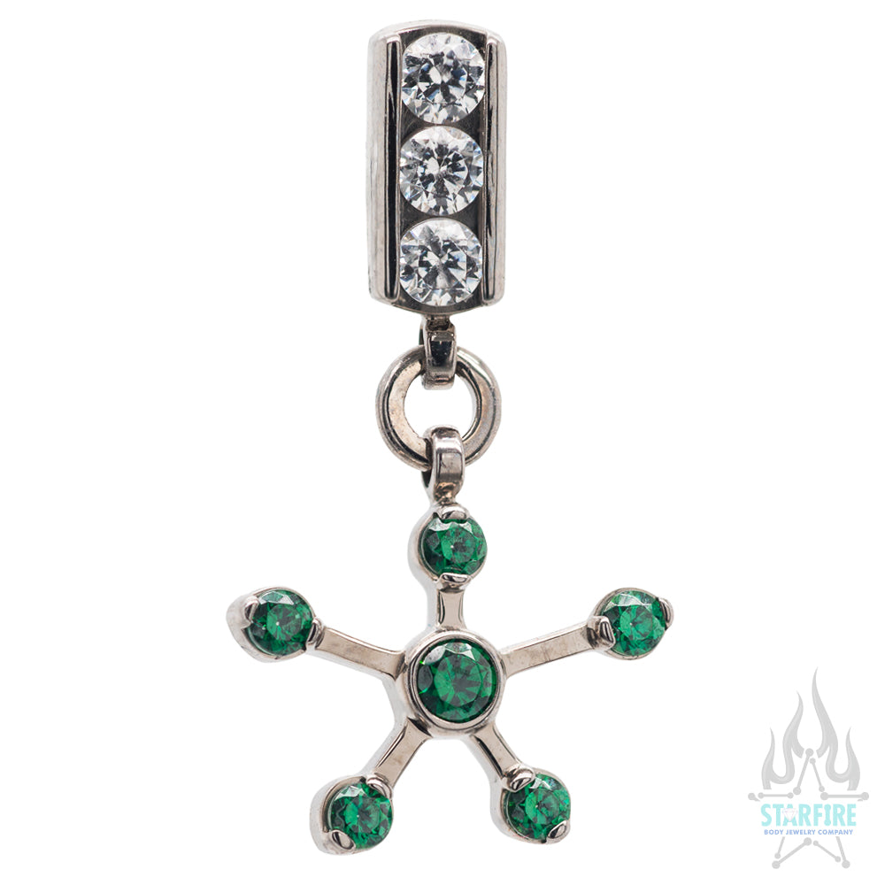 threadless: 3 Channel-Set Faceted Gems with "Sputnik" Faceted Gems Dangle End - custom color combos