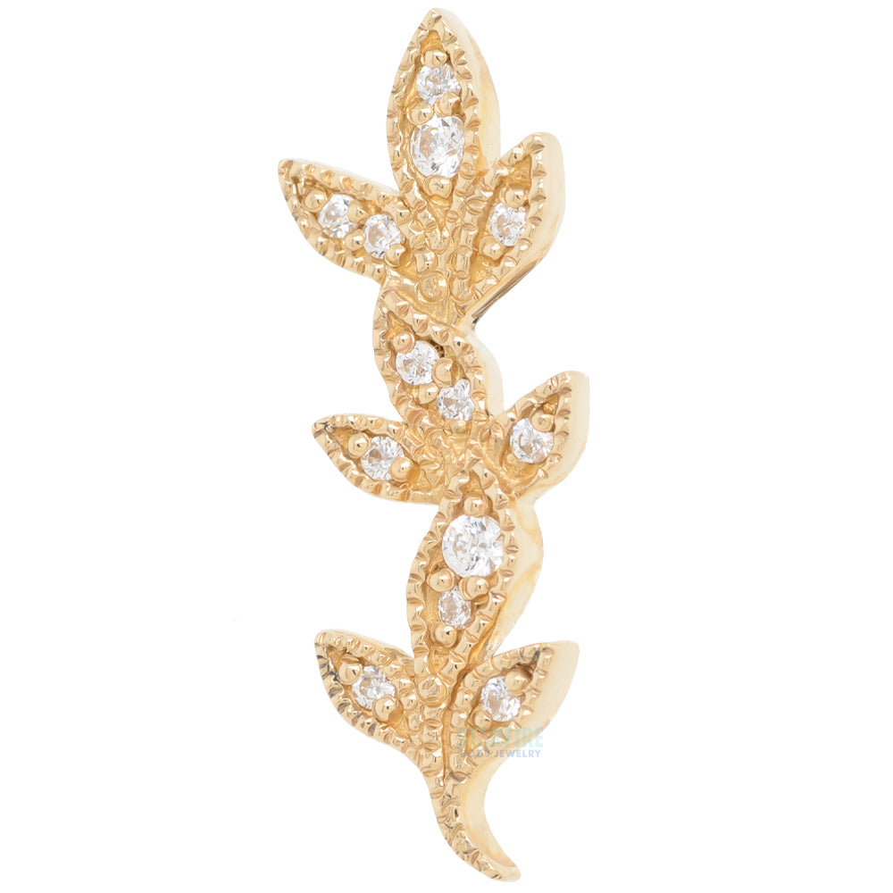 "Wisteria" Threaded End in Gold with White CZ's