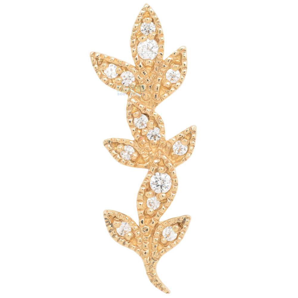 "Wisteria" Threaded End in Gold with White CZ's