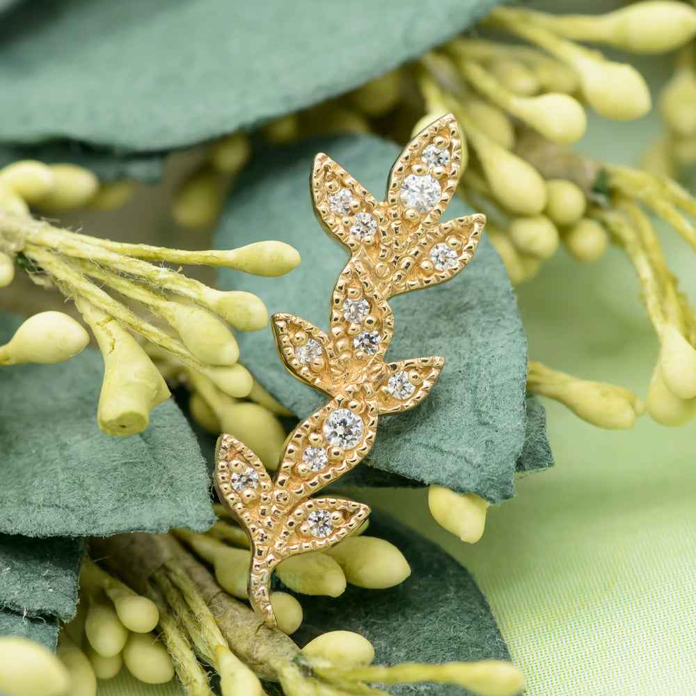 "Wisteria" Threaded End in Gold with White CZ's