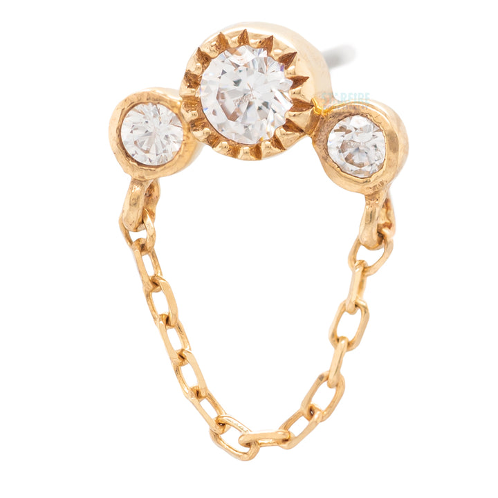 threadless: "Halston" End with Chain in Gold with CZ's