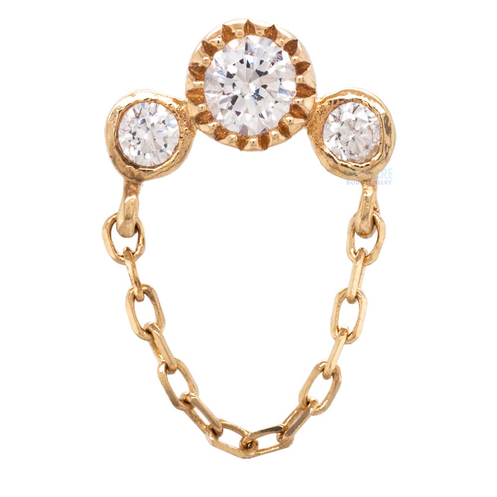 threadless: "Halston" End with Chain in Gold with CZ's