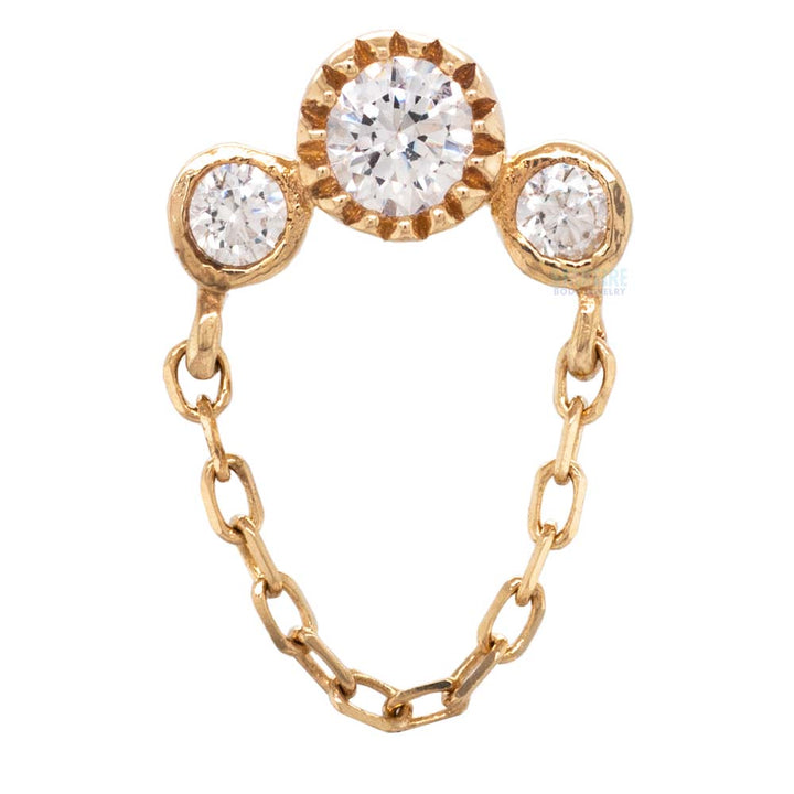 threadless: "Halston" End with Chain in Gold with CZ's