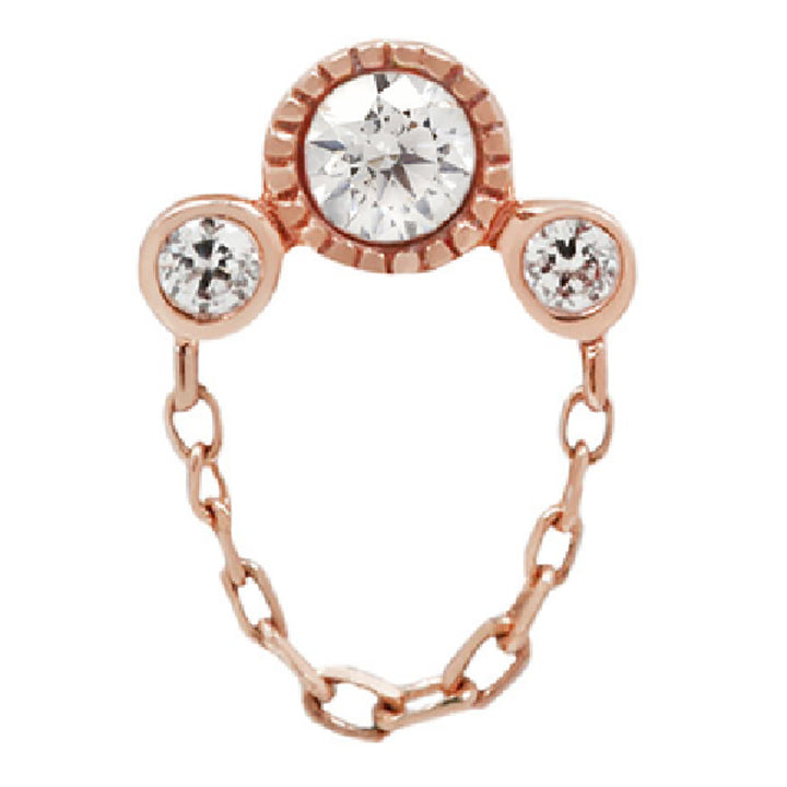 threadless: "Halston" End with Chain in Gold with CZ's