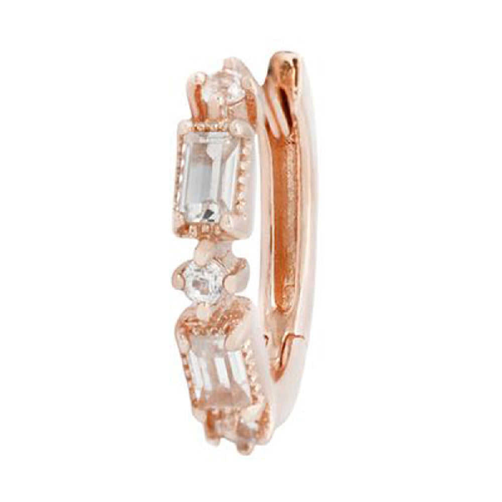 "Euphoria" Huggie / Hinge Ring in Gold with White Sapphires