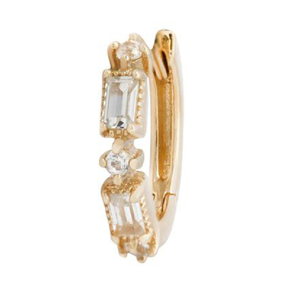 "Euphoria" Huggie / Hinge Ring in Gold with White Sapphires