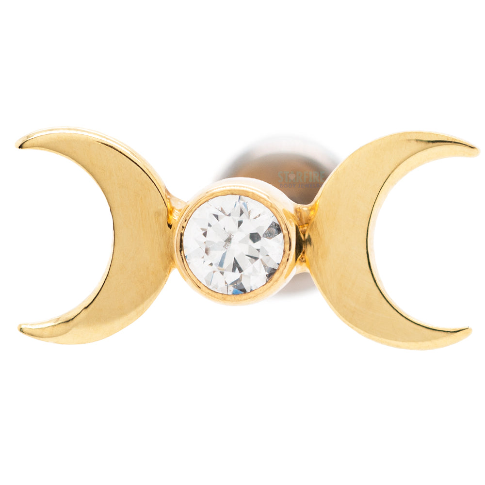 "Moon Goddess" in Yellow Gold with Bezel-Set Brilliant-Cut Gem - on flatback