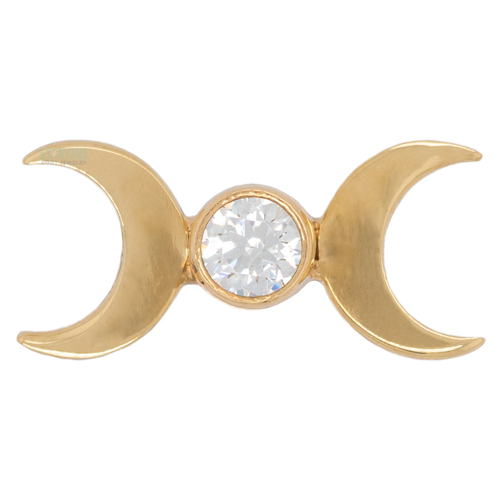 "Moon Goddess" in Yellow Gold with Bezel-Set Brilliant-Cut Gem - on flatback