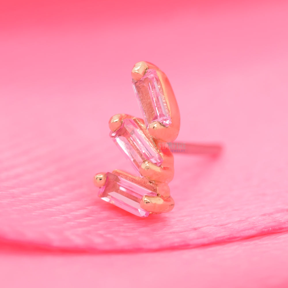 threadless: "Staxx" End in Gold with Pink Sapphire