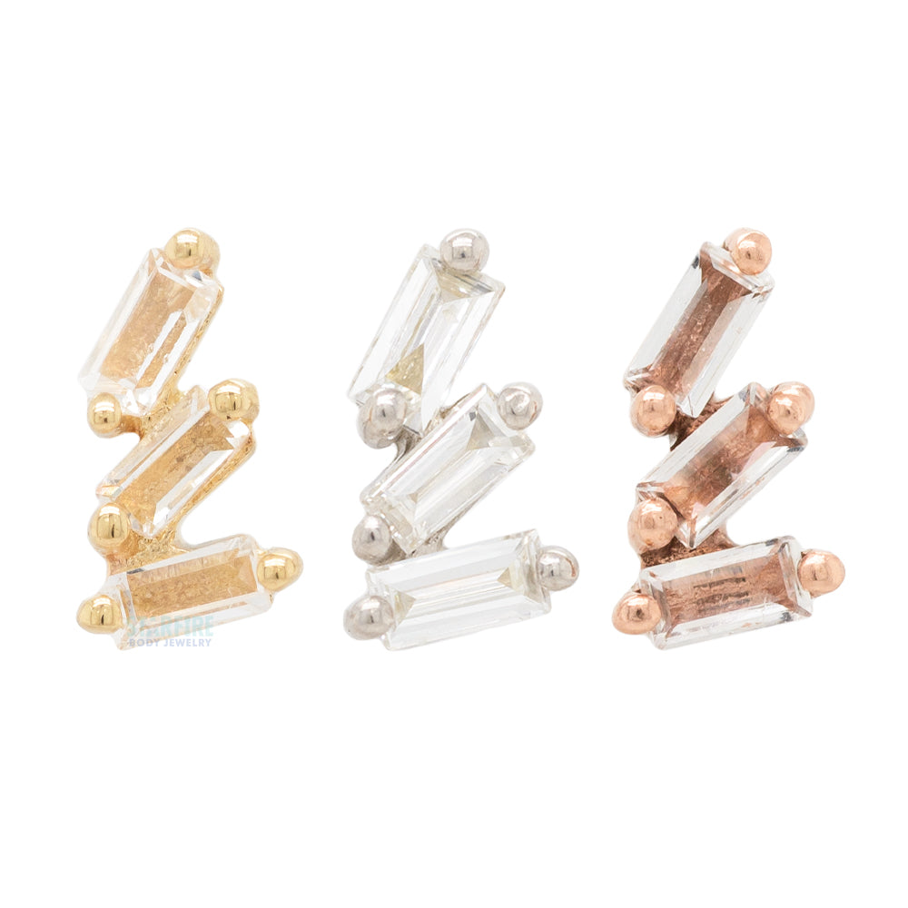 threadless: "Staxx" End in Gold with White Topaz'