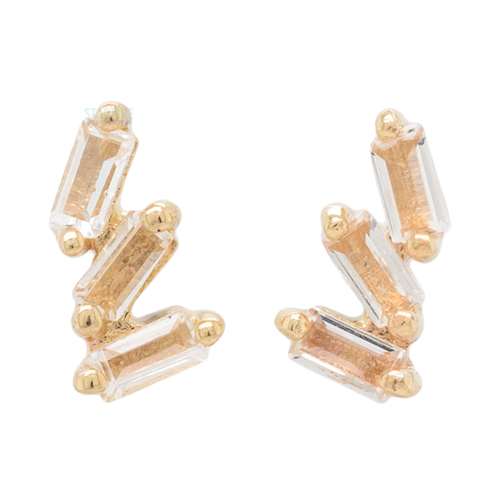 threadless: "Staxx" End in Gold with White Topaz'