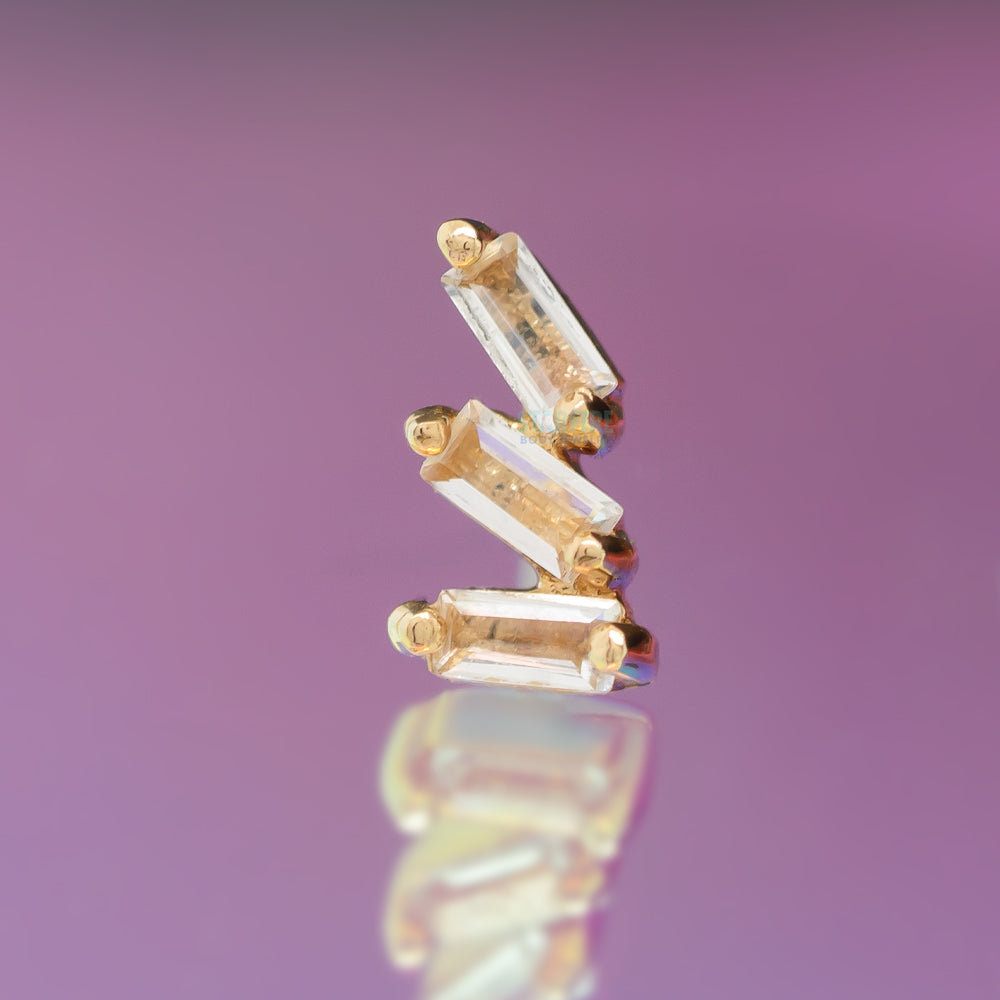 threadless: "Staxx" End in Gold with White Topaz'