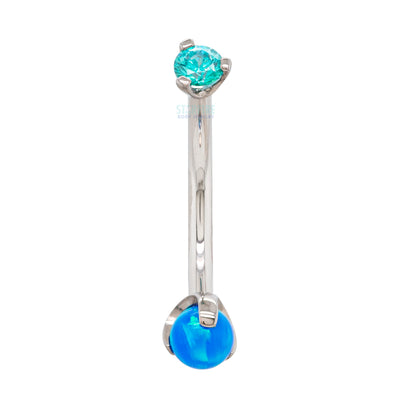 Faceted Gem in Prongs & Opal Ball in Prongs Curved Barbell - custom color combos