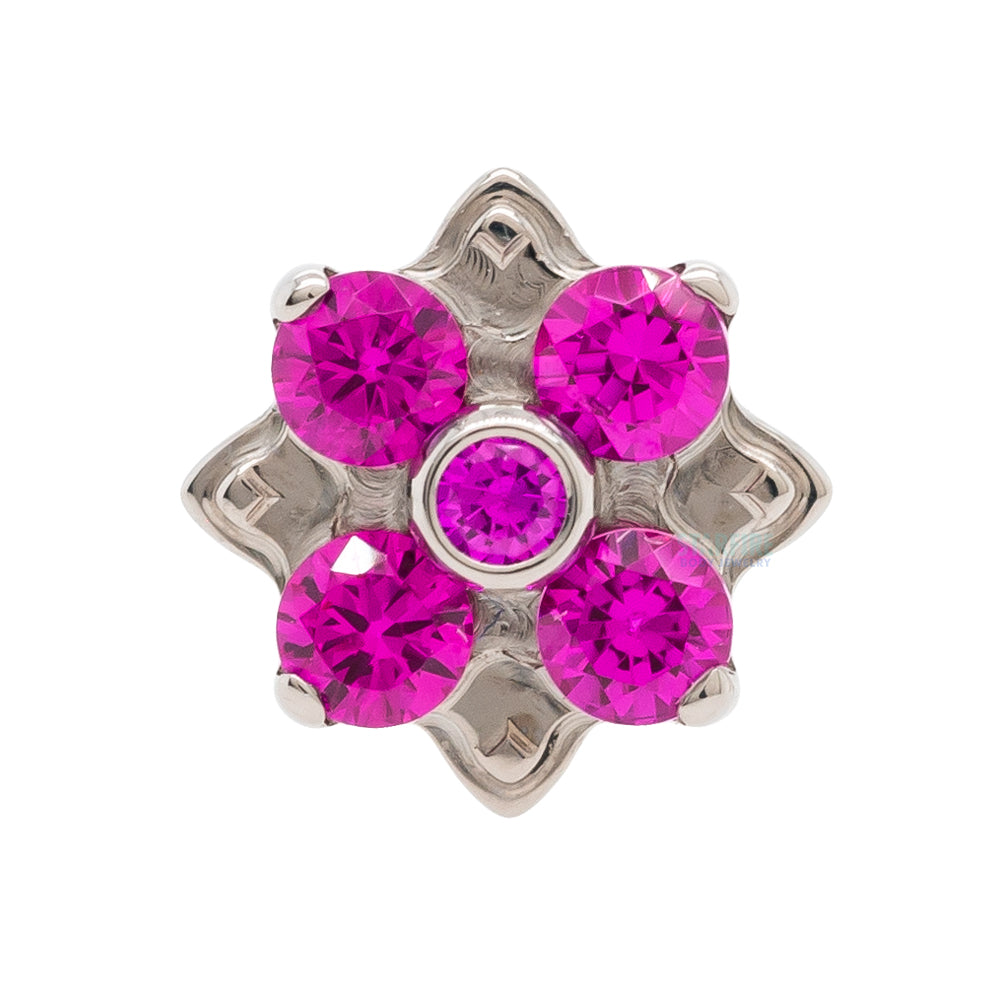 "Odyssey" Flower #3 Threaded End with Faceted Gems