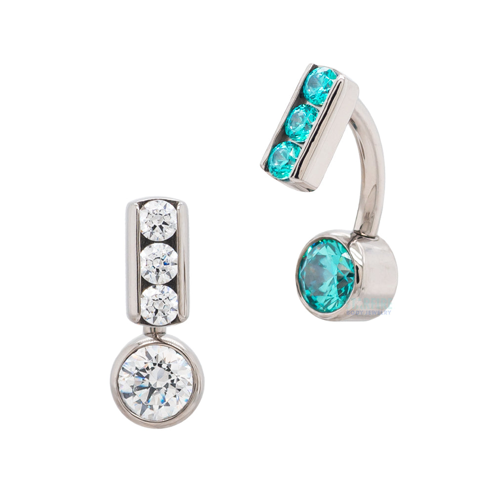 Industrial Strength Fixed Top 3 ChannelSet Faceted Gems with BezelSet