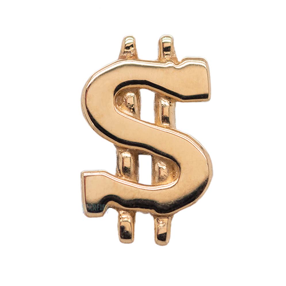 Dollar Symbol Separate Threaded End in Gold