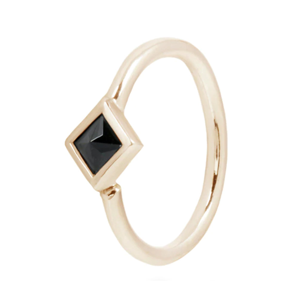 "Mae" Seamless Ring in Gold with Reverse Set Black Spinel