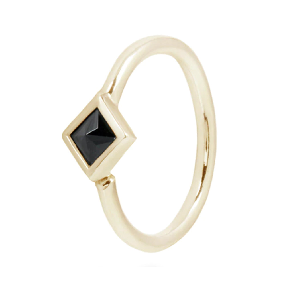 "Mae" Seamless Ring in Gold with Reverse Set Black Spinel