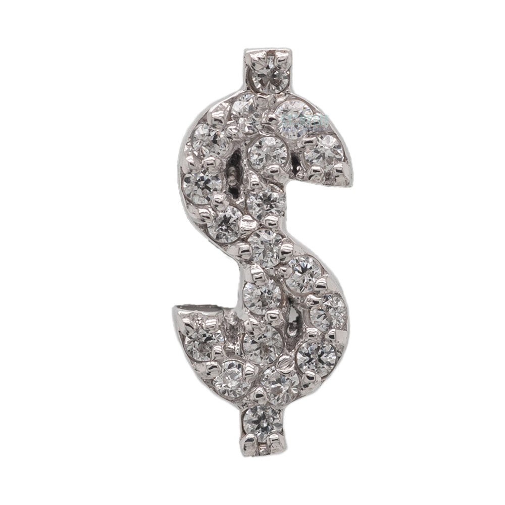 Micro Pave $ Symbol Threaded End in Gold with CZ's