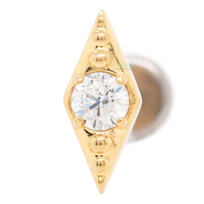 Deco in Yellow Gold with Brilliant-Cut Gem - on flatback
