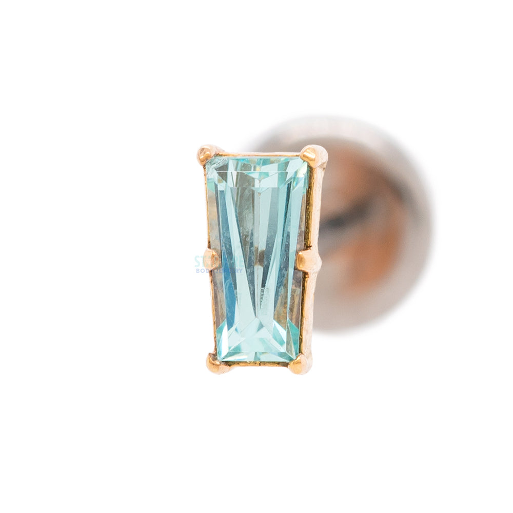 Tapered Baguette in Gold with Brilliant-Cut Gem - on flatback