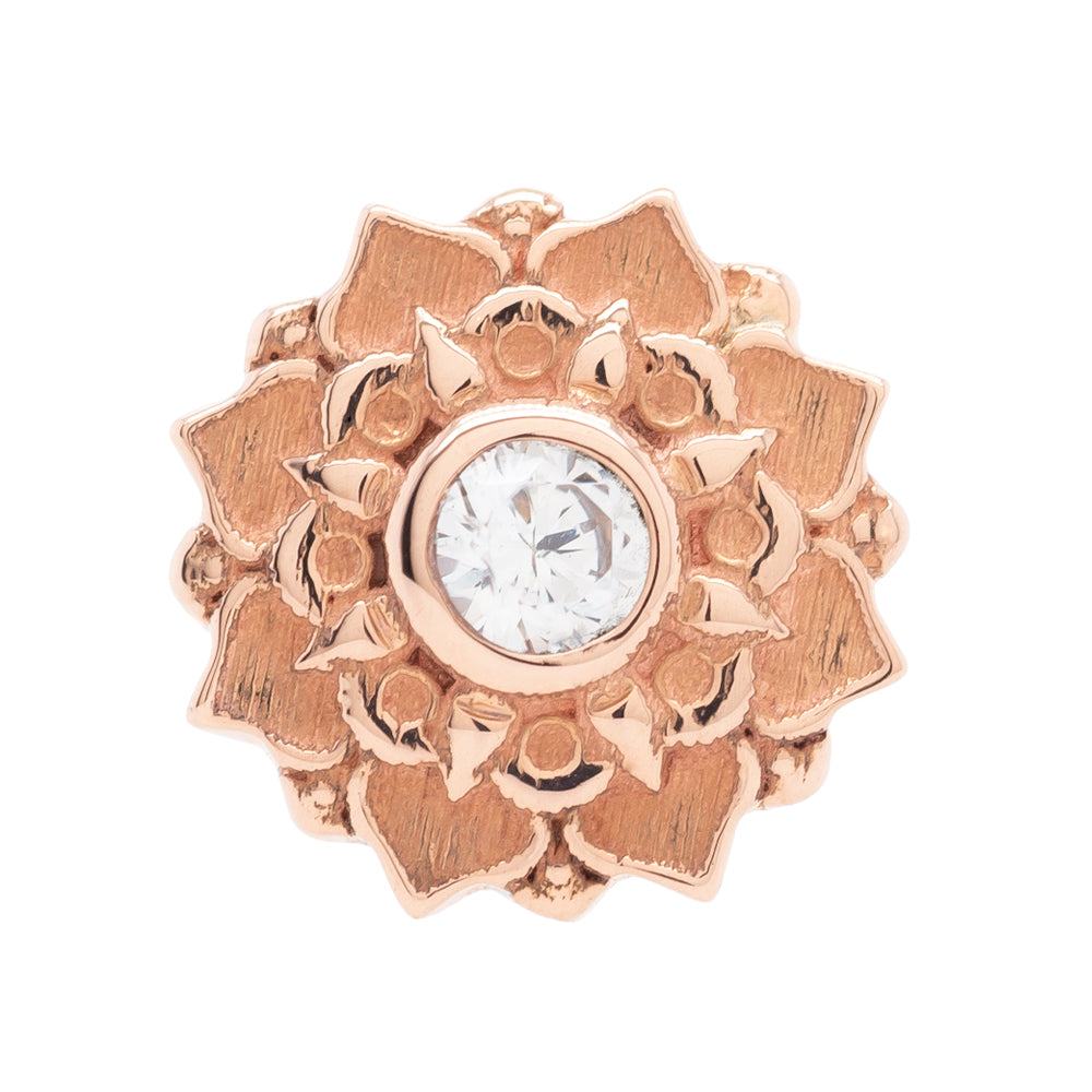 Gem Mandala Flower Threaded End in Gold & Platinum with CZ