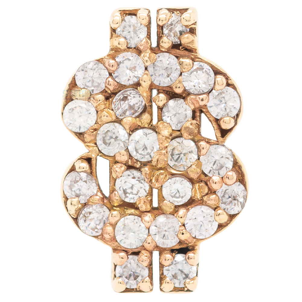 "Cash Money" Threaded End in Gold & Platinum with CZ's