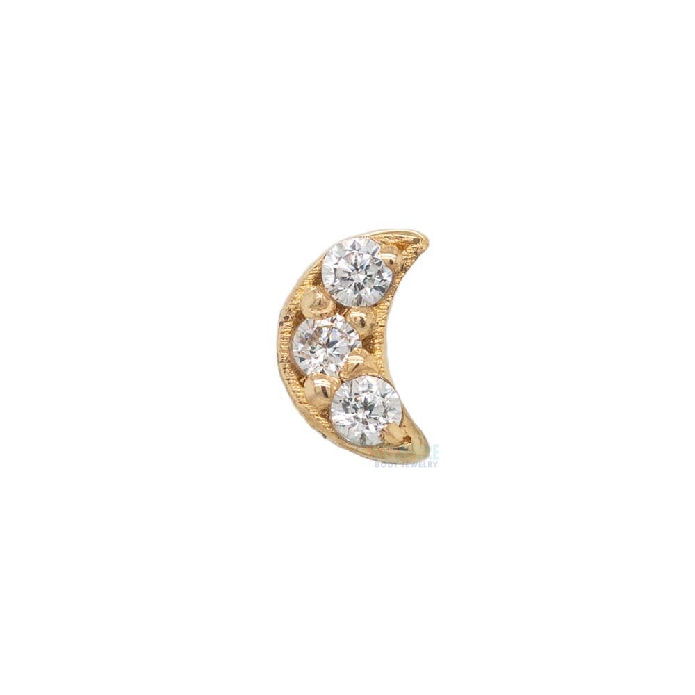 Pave Moon Threaded End in Gold & Platinum with CZ's