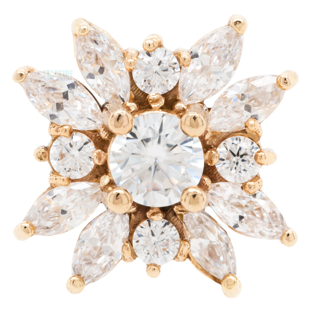 "Aureus" Threaded End in Gold & Platinum with CZ's