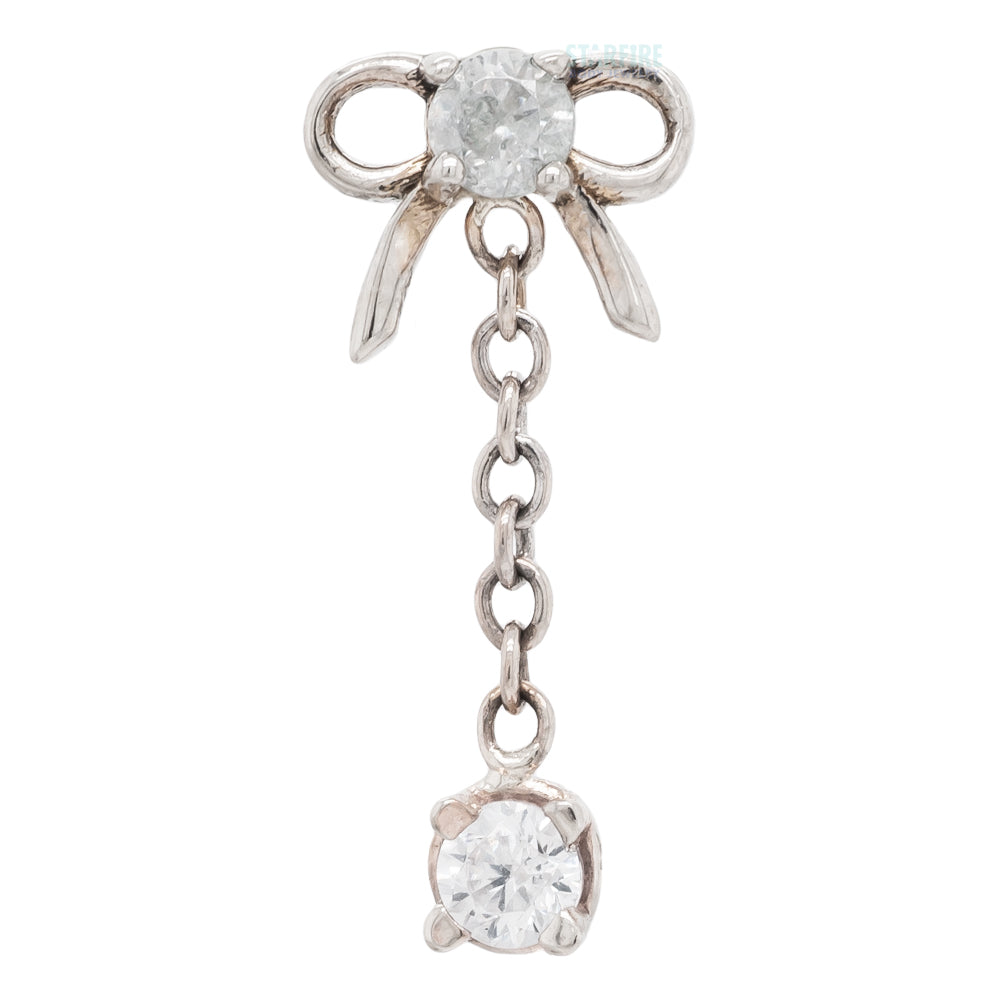 Bow Dangle Threaded End in Gold & Platinum with CZ's