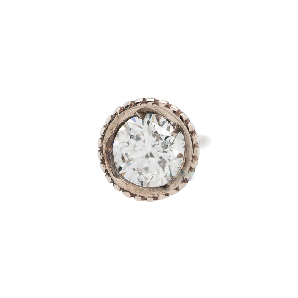 threadless: Milgrain Bezel End in Gold & Platinum with Diamond