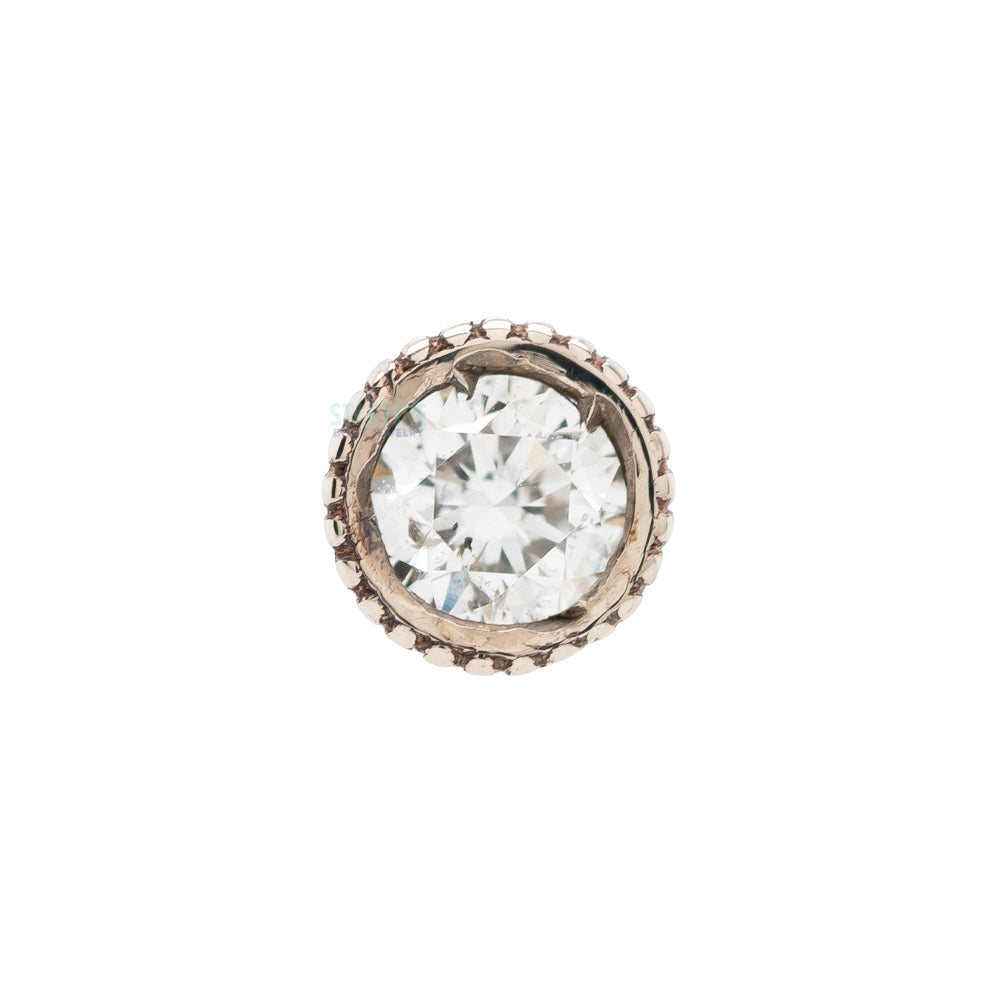 threadless: Milgrain Bezel End in Gold & Platinum with Diamond