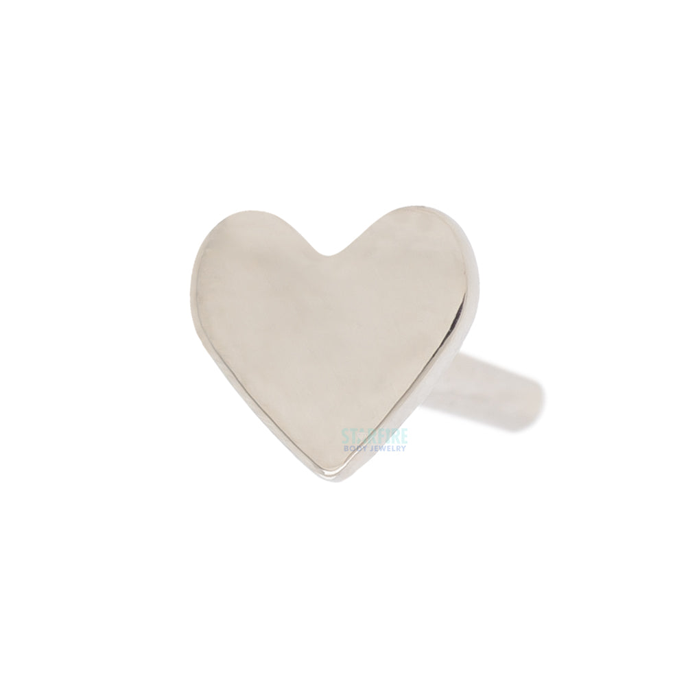 14K, 18K or Platinum Threaded Heart Backed Labret Post / Flatback