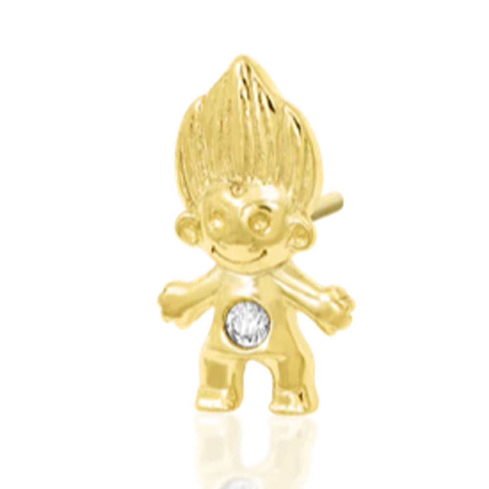 Junipurr Jewelry threadless: Troll Doll End in Gold with CZ