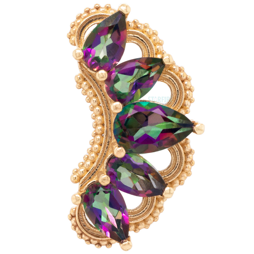 "Tala" Threaded End in Gold & Platinum with Mystic Topaz'