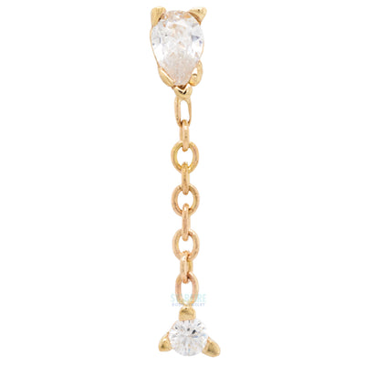 Pear Prong Dangle Threaded End in Gold & Platinum with CZ's