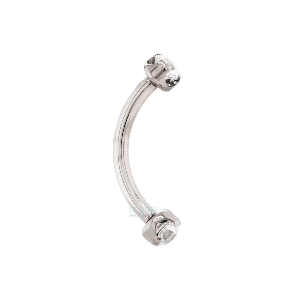 Prong-Set Brilliant-Cut Gems Curved Barbell