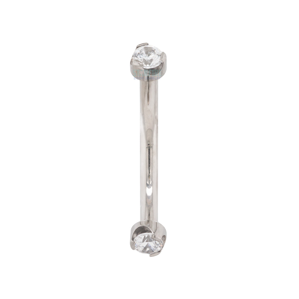 Prong-Set Brilliant-Cut Gems Curved Barbell