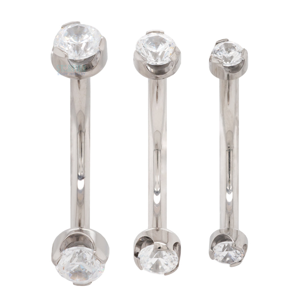 Prong-Set Brilliant-Cut Gems Curved Barbell