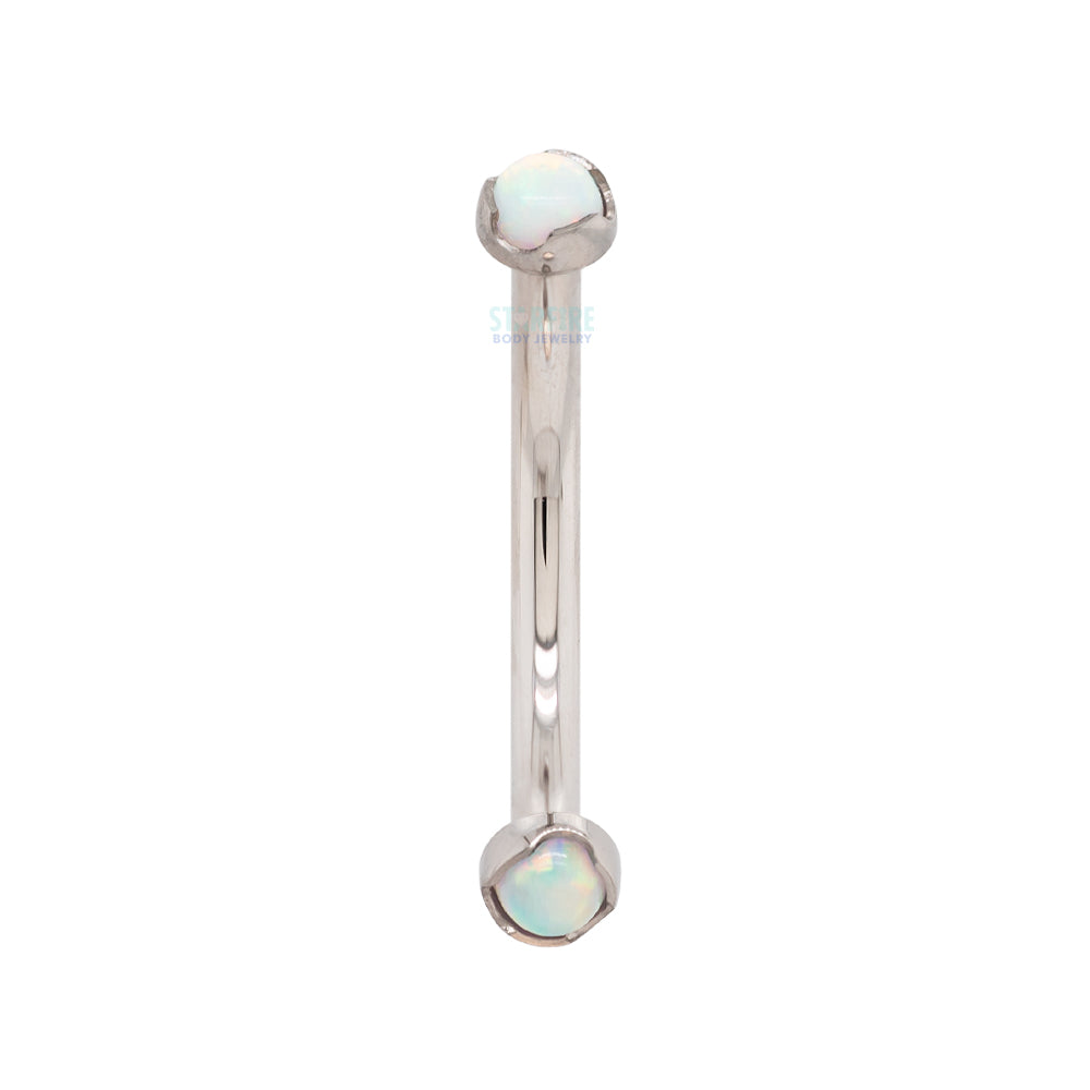 Prong-Set Opal Cabochons Curved Barbell