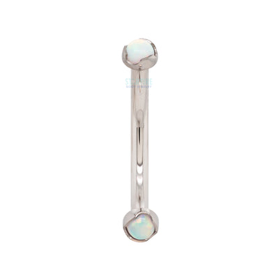 Prong-Set Opal Cabochons Curved Barbell