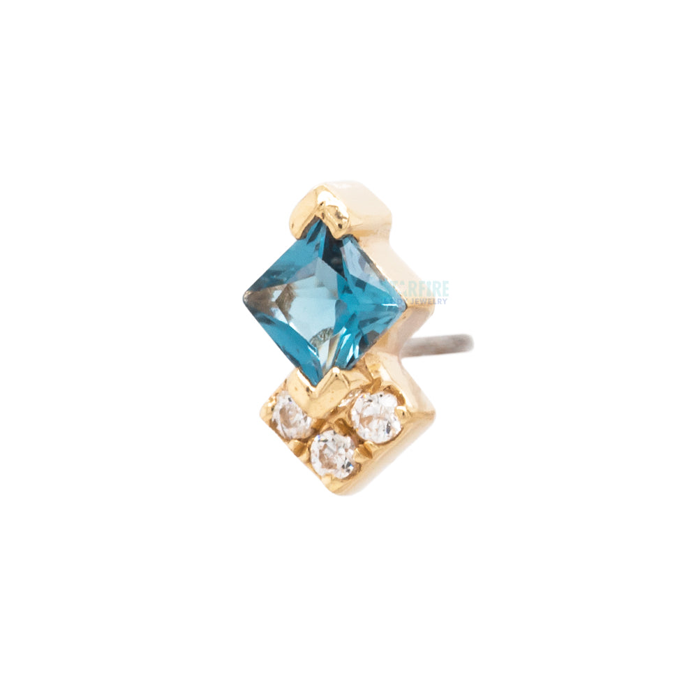 threadless: "Vivienne" End in Gold with London Blue Topaz & CZ's