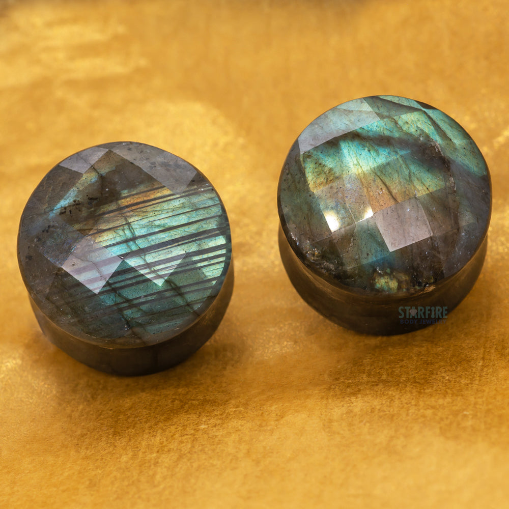 Faceted Stone Plugs - Labradorite