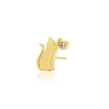 threadless: Cat / Laser End in Gold with CZ